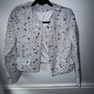 Zara Silver Sequin Women's Blazer